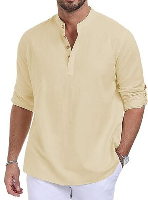Edinwolf Men Solid Straight Kurta(Beige)
