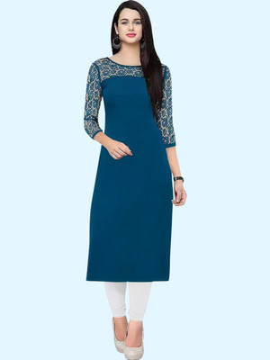 ZELZIS Women Solid Straight Kurta(Light Blue)