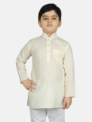 SG YUVRAJ Boys Self Design Straight Kurta(White)