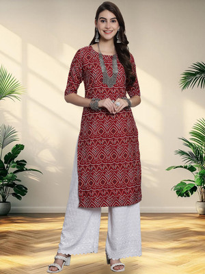 EthnicBasket Women Printed A-line Kurta(Maroon)