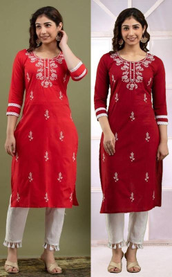 SISTO Women Chikan Embroidery A-line Kurta(Multicolor)