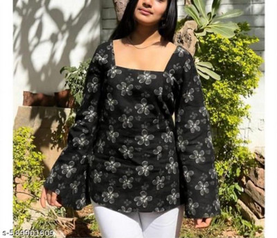 Sunshineexport Women Floral Print A-line Kurta(Black)