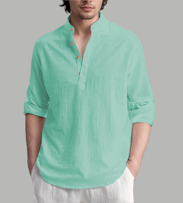 HOC's Men Solid Straight Kurta(Blue)