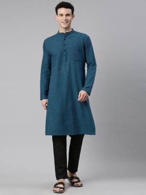 Whiteheart Men Solid Straight Kurta(Green)