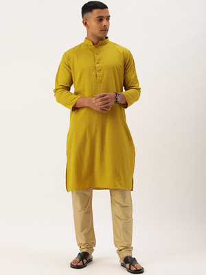 SWAGG INDIA Men Solid Straight Kurta(Yellow)