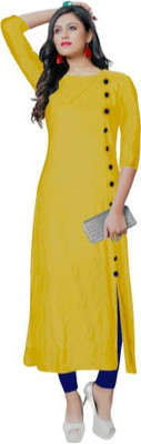kair Women Solid A-line Kurta(Yellow)