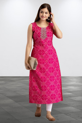 SHYAMAJIFASHION Women Printed A-line Kurta(Pink)