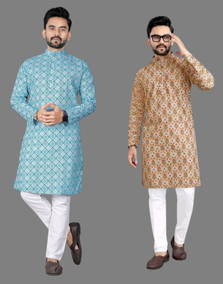 DHASU TRENDZ Men Printed Straight Kurta(Multicolor)