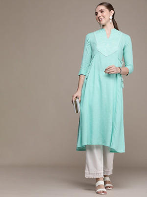 ANOUK Men Solid A-line Kurta(Green)