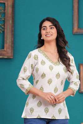 Tejal export Women Printed A-line Kurta(Blue)