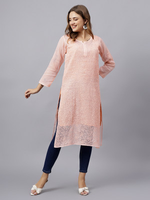 Rifa Teen and Moms Women Self Design A-line Kurta(Pink)