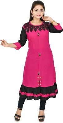 Zenat Women Self Design Ethnic Dress Kurta(Pink)