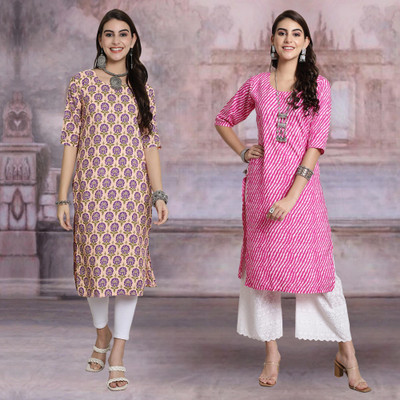 Moda Rapido Women Printed Straight Kurta(Multicolor)