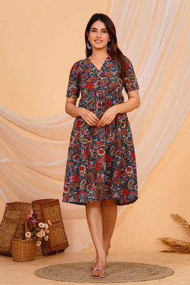 moxica Women Printed Gown Kurta(Multicolor)