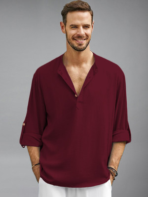 Univibe Men Solid Straight Kurta(Maroon)