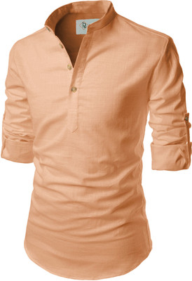 TrendiVastra Men Solid Straight Kurta(Orange)