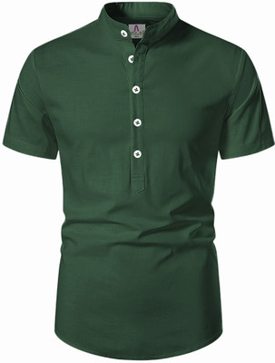 Apektra Men Solid A-line Kurta(Green)