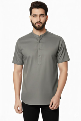 Super Weston Men Solid Straight Kurta(Grey)