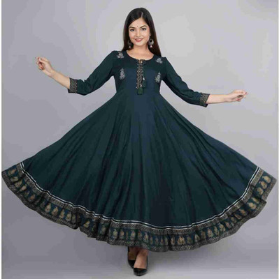 Mahalakshmi Creation Women Embroidered Anarkali Kurta(Green)