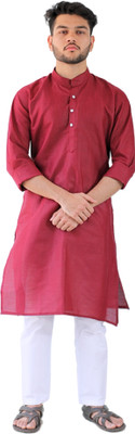 YOUTH ROBE Men Solid A-line Kurta(Maroon)