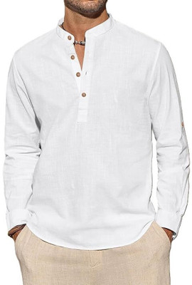 LENIA Men Solid Straight Kurta(White)