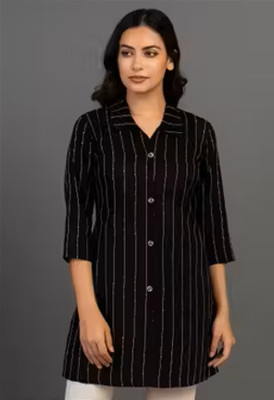 Aayra collection Women Striped A-line Kurta(Black)