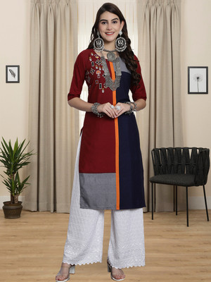 1 Stop Fashion Women Printed A-line Kurta(Maroon)