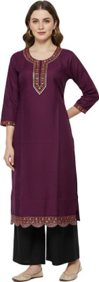 Pratap Trader's Women Embroidered Ethnic Dress Kurta(Purple)