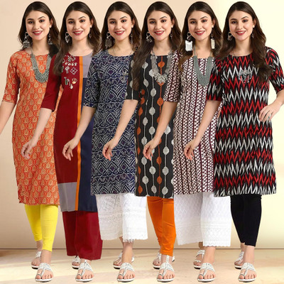 1 Stop Fashion Women Printed Straight Kurta(Multicolor)
