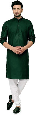 SEFRONI Men Solid Straight Kurta(Dark Green)