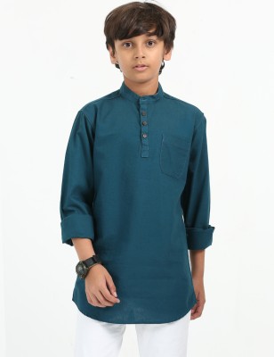 ROCKET SCIENCE Boys Solid Straight Kurta(Dark Green)