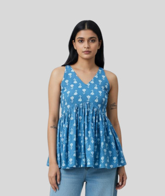 MISHTI TEXTILE Beach Wear Printed Women Blue Top