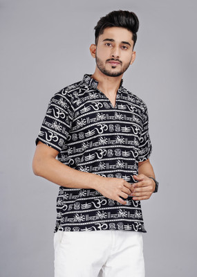 Fab kalakriti Men Printed Straight Kurta(Black)