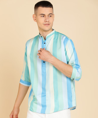 ISUELFAB Men Striped Straight Kurta(Multicolor)