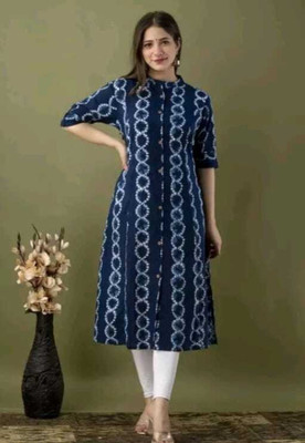 MOOLCHO Women Printed A-line Kurta(Blue)