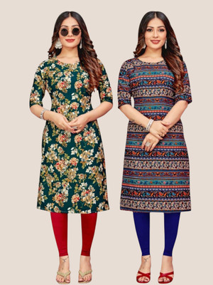 HouseOfCommon Women Embroidered Straight Kurta(Multicolor)