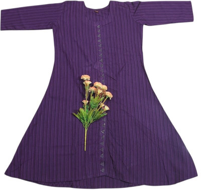 ANNAMALAIYAR TEX Women Solid Anarkali Kurta(Purple)