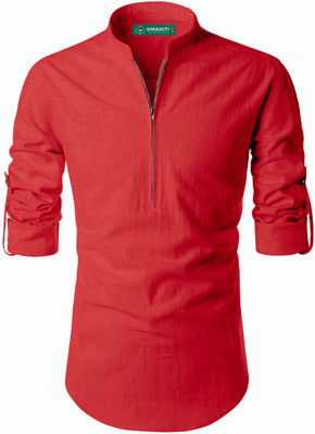 VIMASUTI Men Solid A-line Kurta(Red)