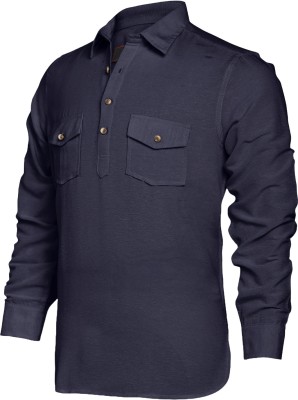 Life Roads Men Solid Pathani Kurta(Dark Blue)