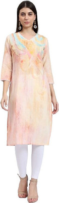 RAISHREE Women Printed Straight Kurta(Beige)