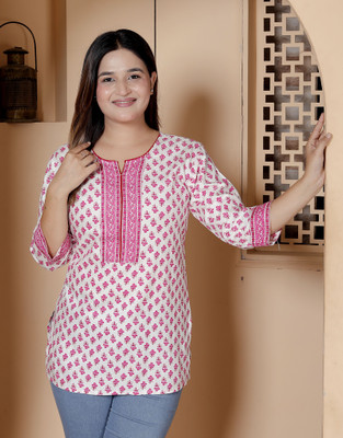 Koutons Women Printed A-line Kurta(White)