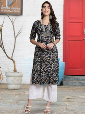 Moda Rapido Women Printed Straight Kurta(Multicolor)