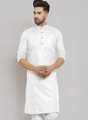 Jayenterprise Men Solid Straight Kurta(White)