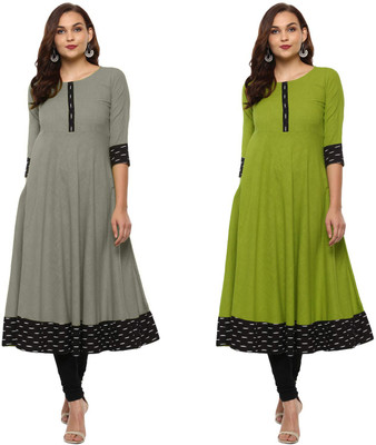 VISVA DESIGNER Women Solid Anarkali Kurta(Multicolor)