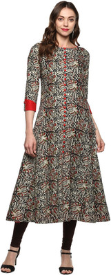 Yash Gallery Women Printed Anarkali Kurta(Red)