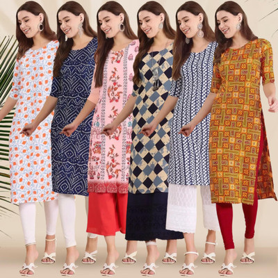 1 Stop Fashion Women Printed Straight Kurta(Multicolor)