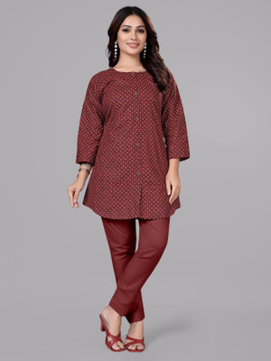Kapd Women Printed Tunic Kurta(Maroon)