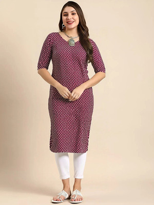 EthnicBasket Women Printed A-line Kurta(Pink)
