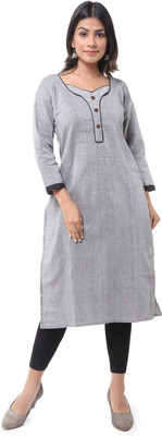 DESHBANDHU DBK Women Self Design Straight Kurta(Grey)