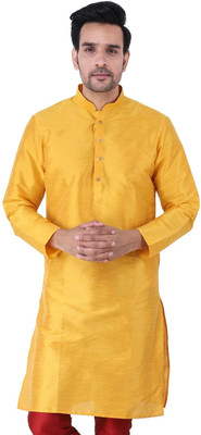 JEXI Men Solid Straight Kurta(Yellow)